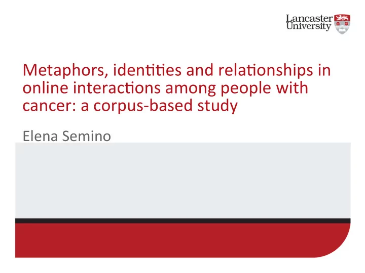 metaphors iden es and rela onships in online interac ons