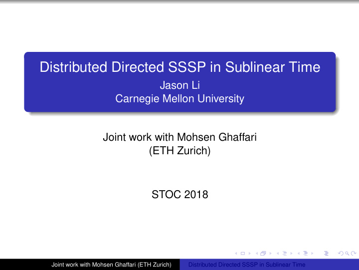 distributed directed sssp in sublinear time
