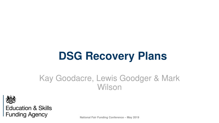 dsg recovery plans