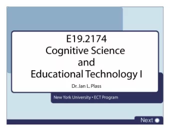 Cognitive Science  Overview  Ausubels Meaningful Reception Learning Theory  Schema Theory