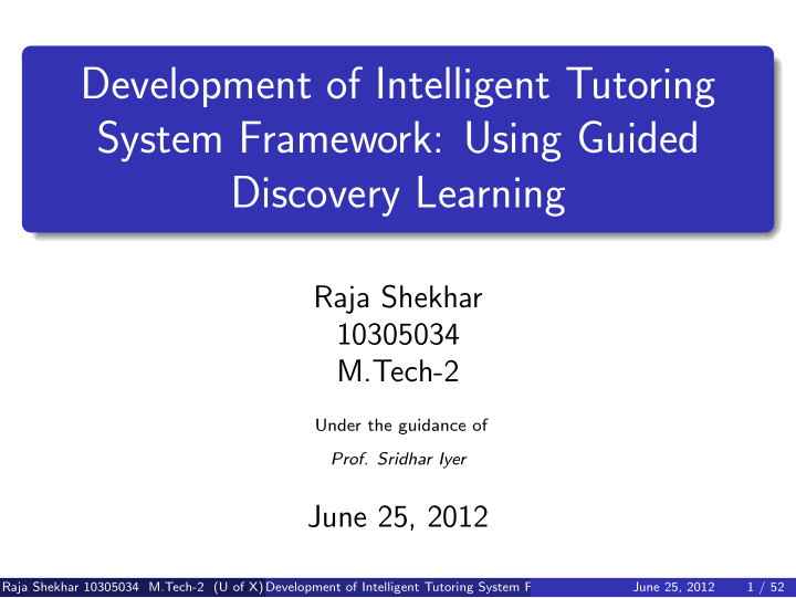 development of intelligent tutoring system framework