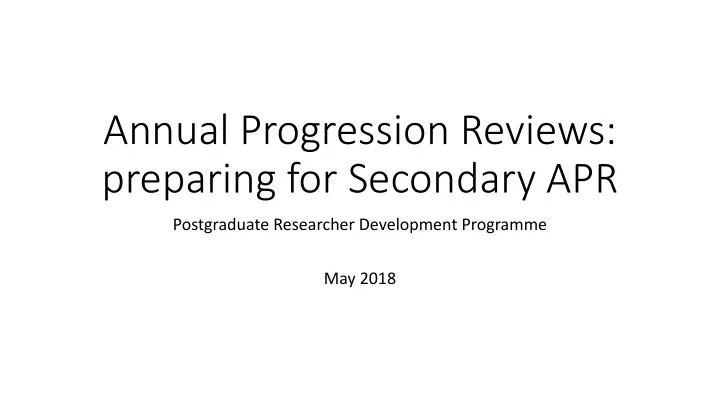 annual progression reviews preparing for secondary apr