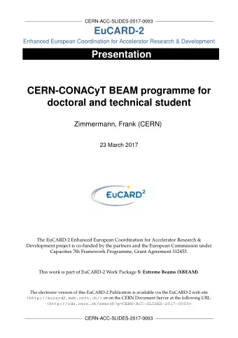 EuCARD-2  Enhanced European Coordination for Accelerator Research &amp; Development  Presentation