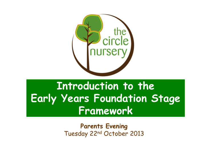 introduction to the early years foundation stage framework