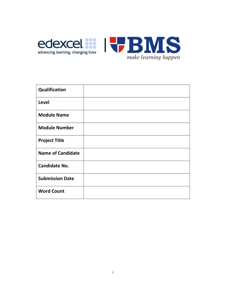 qualification level module name module number project