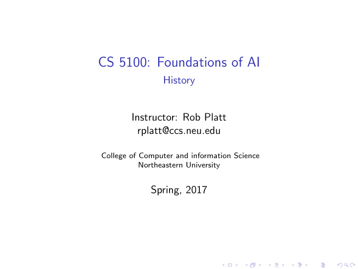 cs 5100 foundations of ai