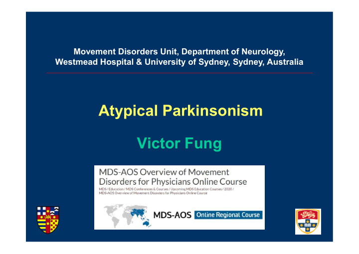 atypical parkinsonism victor fung acknowledgements