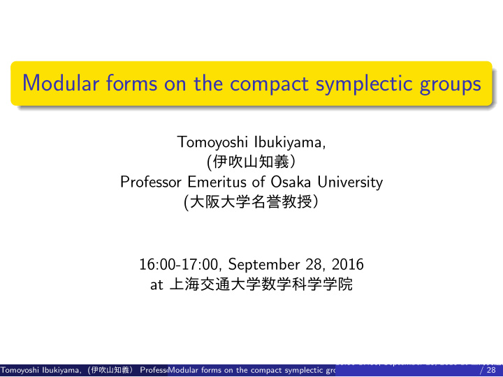 modular forms on the compact symplectic groups