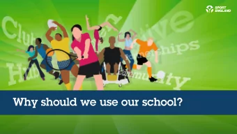 Why should we use our school?  Schools are a valuable  community resource  3  9  %  of sporting