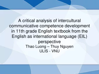 A critical analysis of intercultural  communicative competence development  in 11th grade English