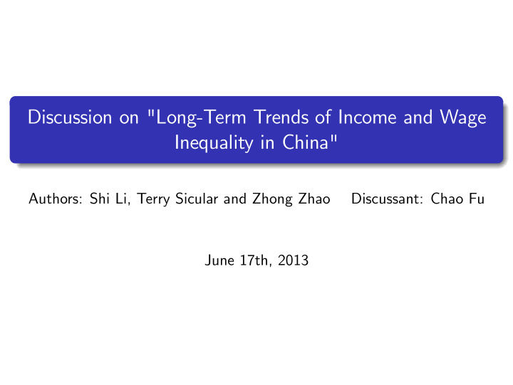 discussion on long term trends of income and wage