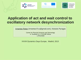 Application of act and wait control to  oscillatory network desynchronization  Irmantas Ratas