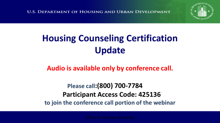 housing counseling certification update
