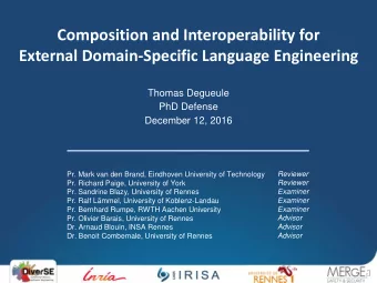 Composition and Interoperability for  External Domain-Specific Language Engineering  Thomas