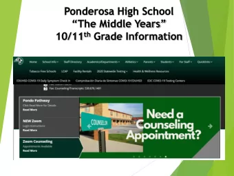 Ponderosa High School  The Middle Years 10/11 th Grade Information  Pondo Counseling