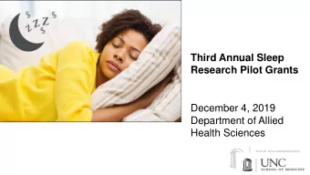 December 4, 2019  Department of Allied  Health Sciences  Stephen Hooper, PhD.  Associate Dean and