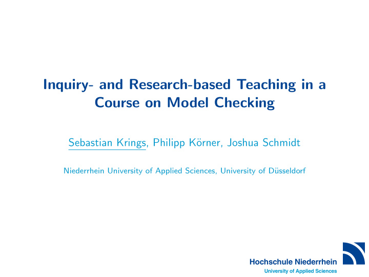 inquiry and research based teaching in a course on model