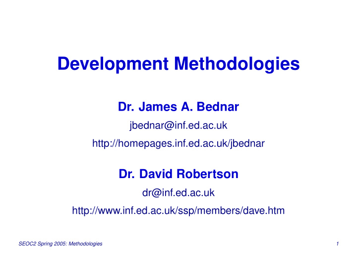 development methodologies