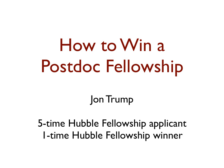 how to win a postdoc fellowship