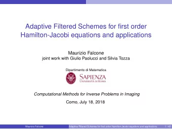 Adaptive Filtered Schemes for first order  Hamilton-Jacobi equations and applications  Maurizio