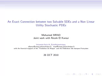 An Exact Connection between two Solvable SDEs and a Non Linear  Utility Stochastic PDEs  Mohamed