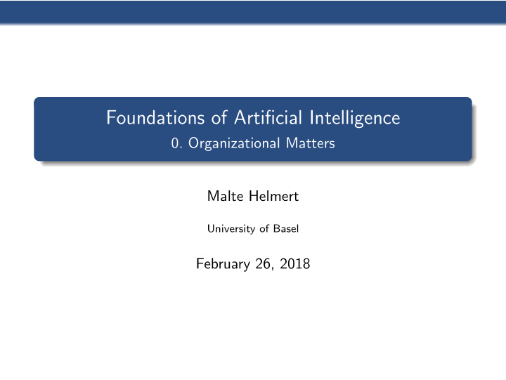 foundations of artificial intelligence