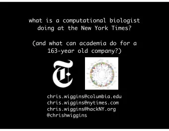 what is a computational biologist doing at the New York Times?    (and what can academia do for