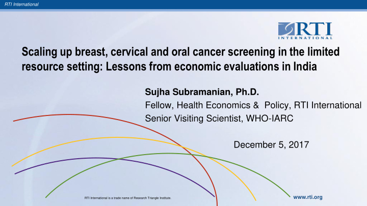 scaling up breast cervical and oral cancer screening in
