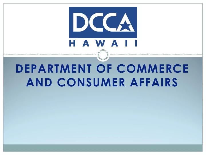 department of commerce and consumer affairs department of