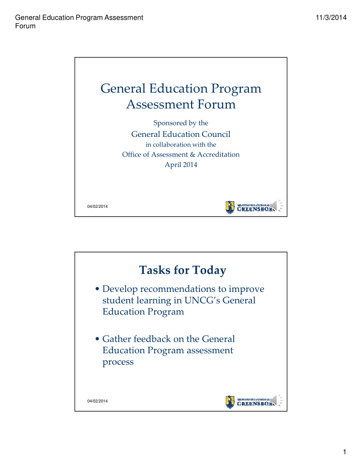 general education program assessment forum