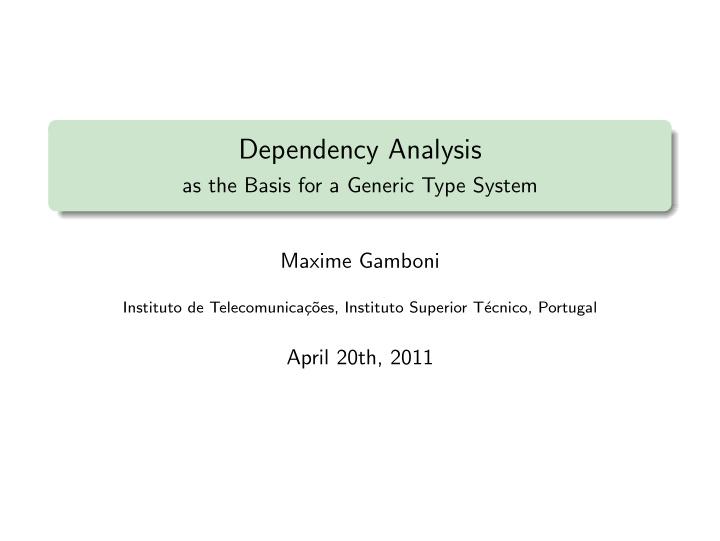 dependency analysis