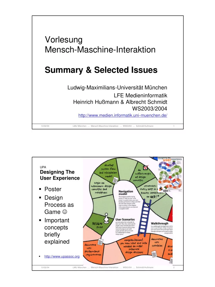 vorlesung mensch maschine interaktion summary selected