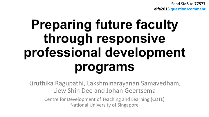 preparing future faculty through responsive professional