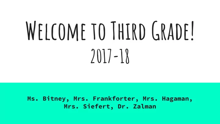 welcome to third grade