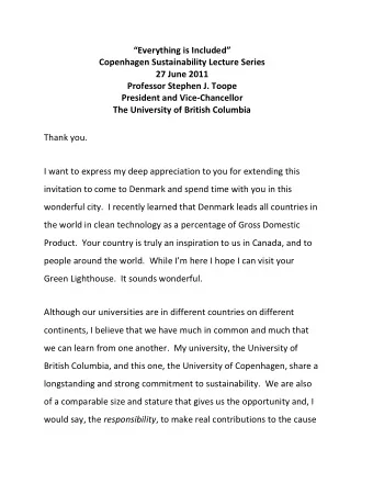 Everything is Included  Copenhagen Sustainability Lecture Series  27 June 2011  Professor