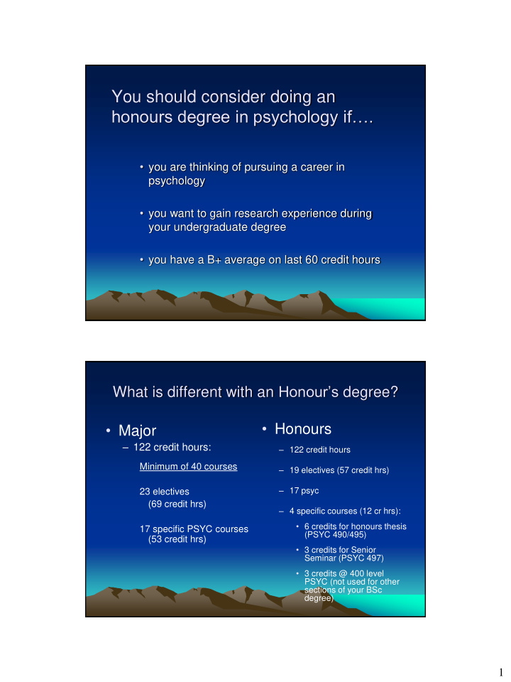 you should consider doing an honours degree in psychology