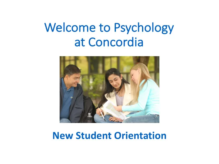 welcome to psych chology at at concordia