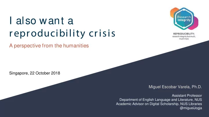 i also want a reproducibility crisis