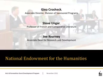 National Endowment for the Humanities  Arts &amp; Humanities Grant Development Program  November