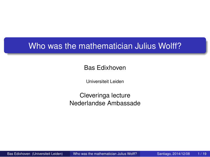 who was the mathematician julius wolff