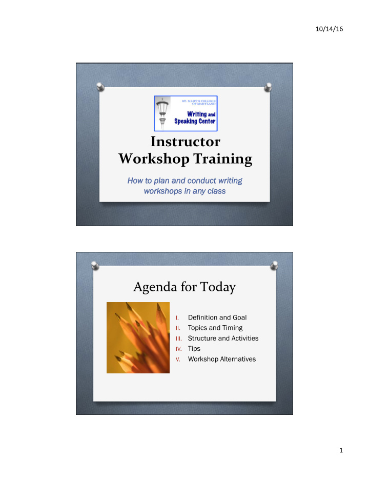 instructor workshop training