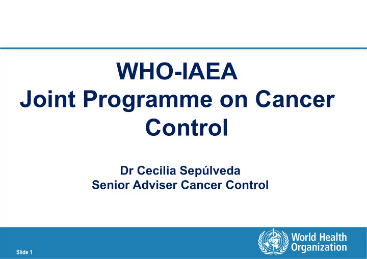 who iaea joint programme on cancer control