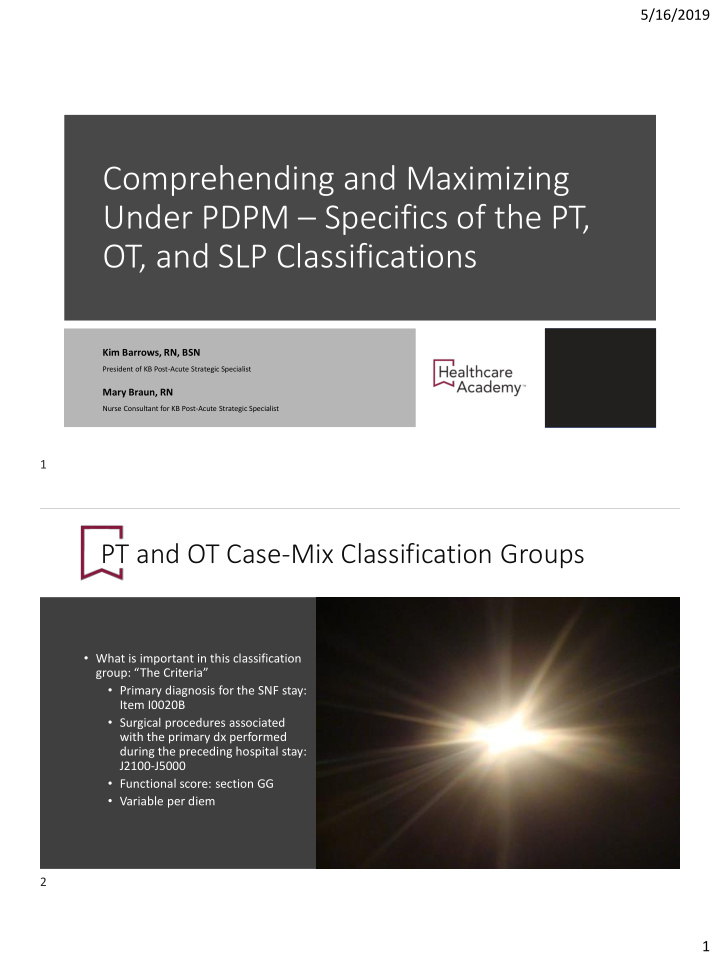 under pdpm specifics of the pt