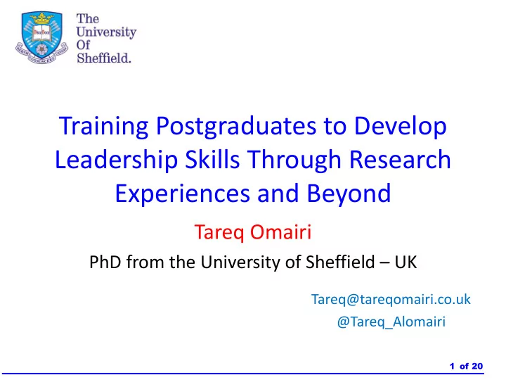 training postgraduates to develop leadership skills