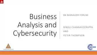 Analysis and  BINDU CHANNAVEERAPPA  Cybersecurity  AND  PETER THOMPSON i - Perceptions  Objectives