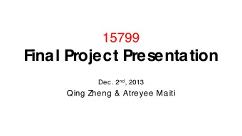 Final Project Presentation Dec. 2 nd , 2013  Qing Zheng &amp; Atreyee Maiti  Goals  Graph Queries