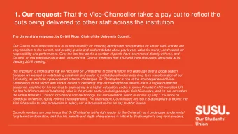 1. Our request: That the Vice-Chancellor takes a pay cut to reflect the  cuts being delivered to