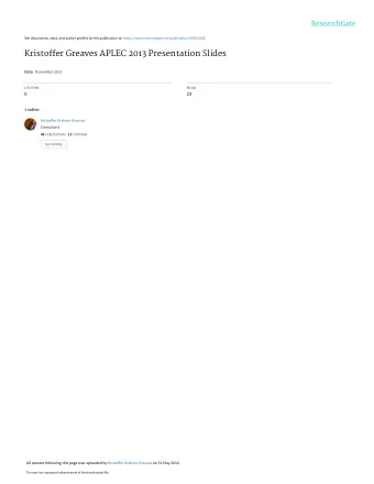 Kristoffer Greaves APLEC 2013 Presentation Slides Data  November 2013  CITATIONS  READS  0  23  1