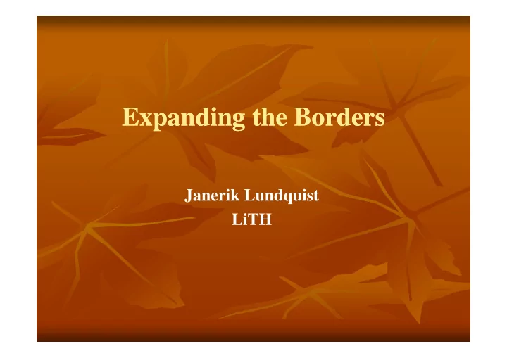 expanding the borders expanding the borders