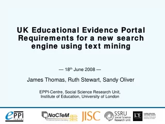 UK Educational Evidence Portal  UK Educational Evidence Portal  Requirements for a new  search